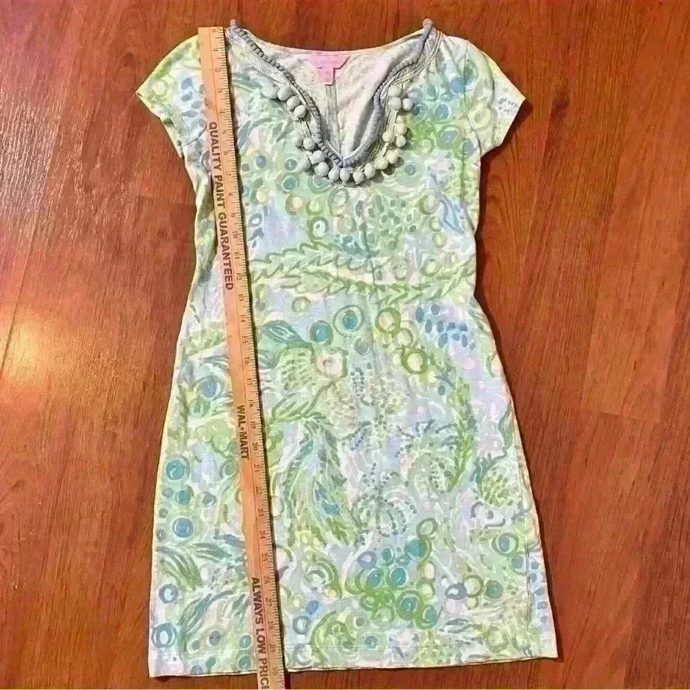 Lilly Pulitzer Womens Harper Any Fins Possible Pom Pom Accent Shift Dress XXS - Picture 5 of 15